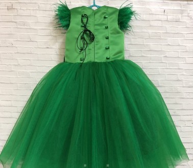 Бальное пышное платье на утренник и праздник на 4, 5, 6, 7 лет зеленое 
Пушистая. . фото 3