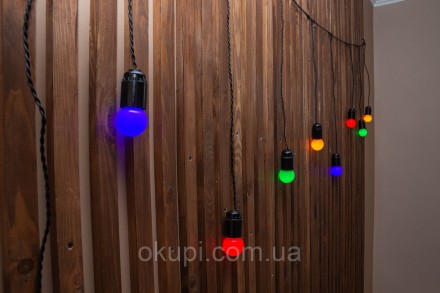 Черная Ретро Гирлянда "Сосулька"- 8 разноцветных LED лампочек - длина от первой . . фото 10