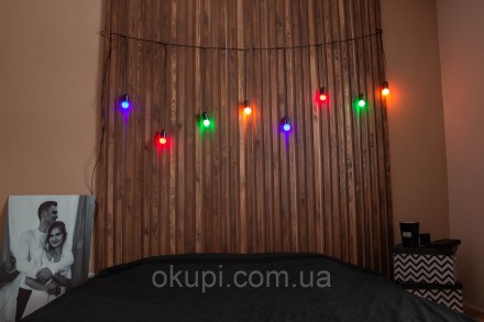 Черная Ретро Гирлянда "Сосулька"- 8 разноцветных LED лампочек - длина от первой . . фото 4