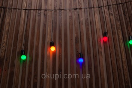 Черная Ретро Гирлянда "Сосулька"- 8 разноцветных LED лампочек - длина от первой . . фото 6