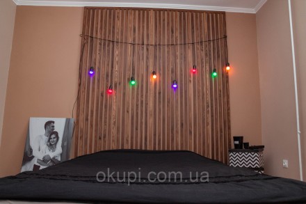 Черная Ретро Гирлянда "Сосулька"- 8 разноцветных LED лампочек - длина от первой . . фото 7