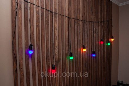 Черная Ретро Гирлянда "Сосулька"- 8 разноцветных LED лампочек - длина от первой . . фото 8