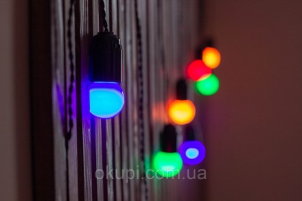 Черная Ретро Гирлянда "Сосулька"- 8 разноцветных LED лампочек - длина от первой . . фото 2
