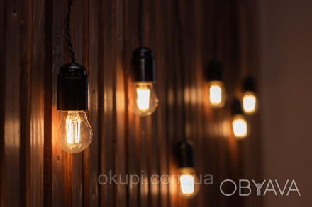 Черная Ретро Гирлянда "Сосулька"- 6 экономных лампочек - длина от первой лампы д. . фото 1