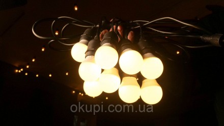 Черная Ретро Гирлянда - 10 лампочек - длина от первой лампы до последней - 5м, д. . фото 3