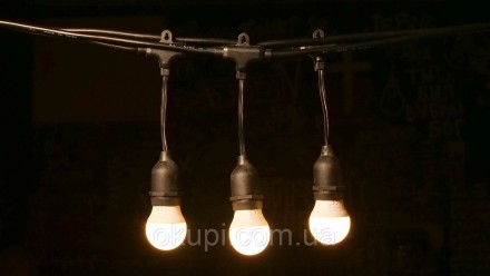 Черная Ретро Гирлянда - 10 лампочек - длина от первой лампы до последней - 5м, д. . фото 2