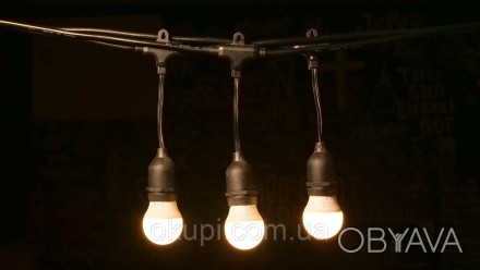 Черная Ретро Гирлянда - 20 лампочек - длина от первой лампы до последней - 10м, . . фото 1