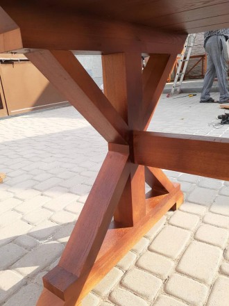 Стол деревянный садовый LNK "Песочные часы" 75x195 см. - идеально подойдет в бес. . фото 6