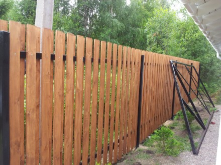 Деревянный забор LNK "Шахматка вертикальная" 2000х1700 мм. - идеально подойдет д. . фото 3