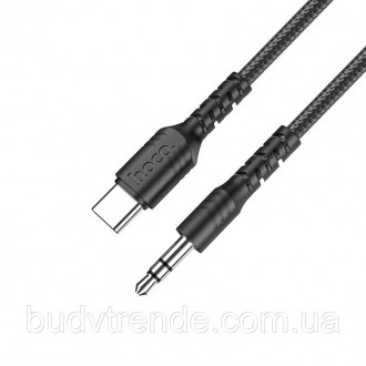 Аудио кабель Aux Hoco UPA17 (AUX 3.5 to Type-C) (1m) (Черный). . фото 3