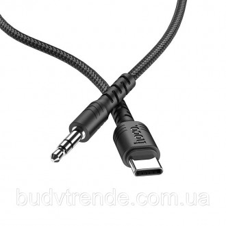 Аудио кабель Aux Hoco UPA17 (AUX 3.5 to Type-C) (1m) (Черный). . фото 5