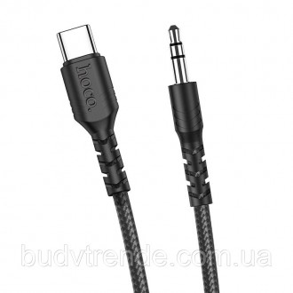 Аудио кабель Aux Hoco UPA17 (AUX 3.5 to Type-C) (1m) (Черный). . фото 4