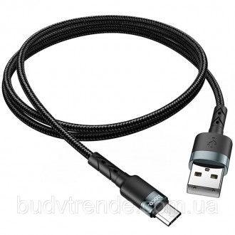 Дата кабель Hoco DU46 Charging USB to MicroUSB (1m) (Черный). . фото 3