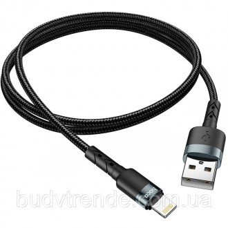 Дата кабель Hoco DU46 Charging USB to Lightning (1m) (Черный). . фото 3