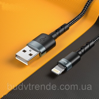 Дата кабель Hoco DU46 Charging USB to Lightning (1m) (Черный). . фото 8
