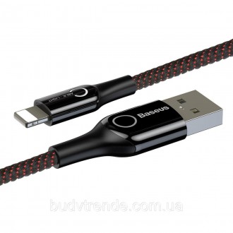 Дата кабель Baseus C-shaped (со световым индикатором) USB to Lightning 2.4A (1m). . фото 3