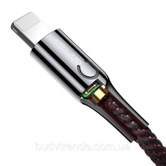 Дата кабель Baseus C-shaped (со световым индикатором) USB to Lightning 2.4A (1m). . фото 5