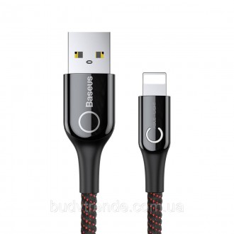 Дата кабель Baseus C-shaped (со световым индикатором) USB to Lightning 2.4A (1m). . фото 2