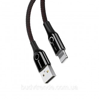 Дата кабель Baseus C-shaped (со световым индикатором) USB to Lightning 2.4A (1m). . фото 4