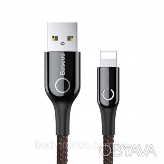 Дата кабель Baseus C-shaped (со световым индикатором) USB to Lightning 2.4A (1m). . фото 1