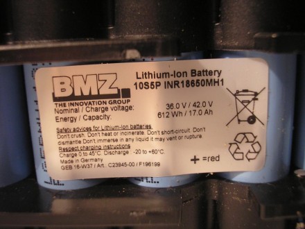 Оригинальная аккумуляторная Li-Ion батарея 10S5P LG INR 18650 MH1 36 v /17,0 Ah . . фото 4