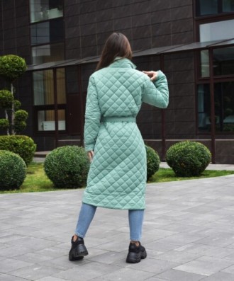
 Куртка-пальто женская (светло-зеленая). Демисезонное женское стеганое пальто с. . фото 6
