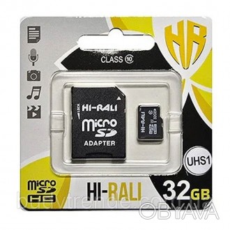 Карта памяти Hi-Rali microSDHC 32 GB Card Class 10 + SD adapter (Черный). . фото 1