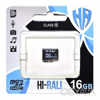 Карта памяти Hi-Rali microSDHC (UHS-1) 16 GB class 10 (без адаптера) (Черный). . фото 1