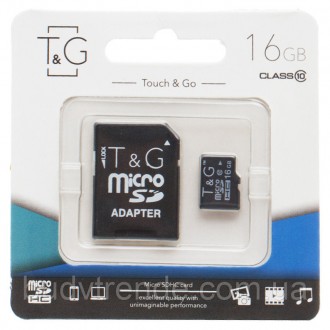 Карта памяти T&G microSDHC 16GB class 10 (с адаптером) (Черный). . фото 2