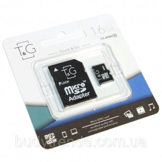 Карта памяти T&G microSDHC 16GB class 10 (с адаптером) (Черный). . фото 3