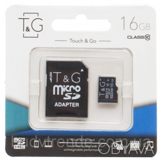 Карта памяти T&G microSDHC 16GB class 10 (с адаптером) (Черный). . фото 1