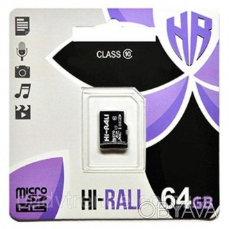 Карта памяти Hi-Rali microSDHC 64 GB Card Class 10 без адаптера (Черный). . фото 1