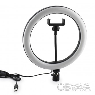 Светодиодная лампа без штатива выполнена в виде алюминиевого кольца, пользуется . . фото 1
