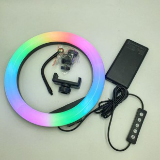 Кольцевая светодиодная лампа RGB LED RING MJ26 26 см с TL-154 держателем телефон. . фото 6