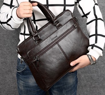 Мужская сумка для ноутбука эко кожа, мужской деловой портфель под ноутбук планше. . фото 6