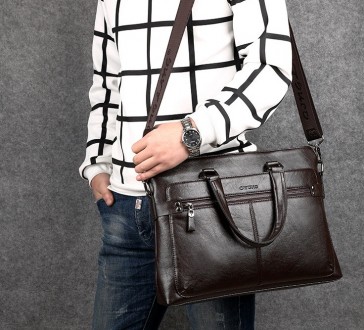 Мужская сумка для ноутбука эко кожа, мужской деловой портфель под ноутбук планше. . фото 2