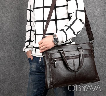 Мужская сумка для ноутбука эко кожа, мужской деловой портфель под ноутбук планше. . фото 1
