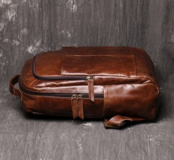 
Мужской городской рюкзак из натуральной кожи, качественный повседневный кожаный. . фото 10