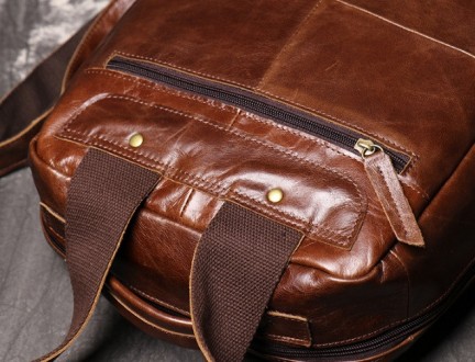 
Мужской городской рюкзак из натуральной кожи, качественный повседневный кожаный. . фото 6