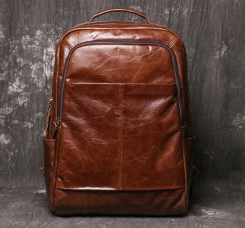 
Мужской городской рюкзак из натуральной кожи, качественный повседневный кожаный. . фото 2