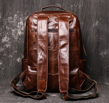 
Мужской городской рюкзак из натуральной кожи, качественный повседневный кожаный. . фото 7