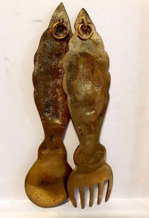 Ложка и вилка из латуни, художественное литье Германия. Длина 18 см
Отличный под. . фото 3