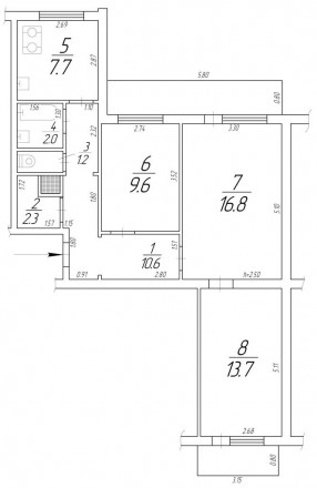 Квартира на третьем этаже девятиэтажного блочного дома.
Общая площадь - 66 м.кв. Героев Бреста. фото 7