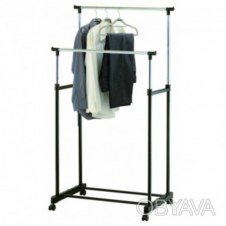 Вешалка стойка для одежды напольная двойная телескопическая Double-Pole Clothes-