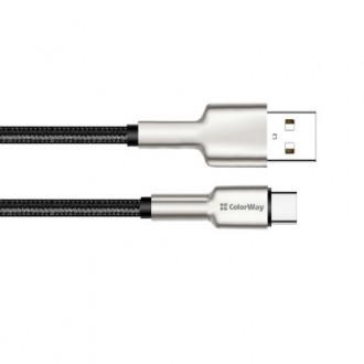 Дата кабель USB 2.0 AM to Type-C 1.0m head metal black ColorWay (CW-CBUC046-BK). . фото 5