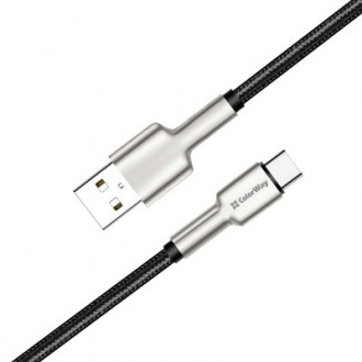 Дата кабель USB 2.0 AM to Type-C 1.0m head metal black ColorWay (CW-CBUC046-BK). . фото 4