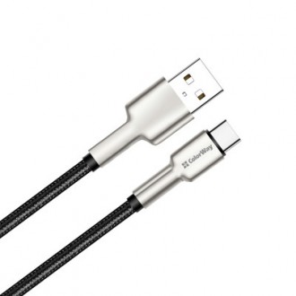 Дата кабель USB 2.0 AM to Type-C 1.0m head metal black ColorWay (CW-CBUC046-BK). . фото 3