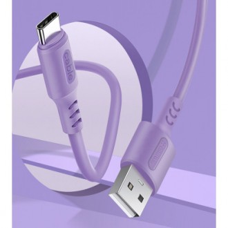 Дата кабель USB 2.0 AM to Type-C 1.0m soft silicone violet ColorWay (CW-CBUC044-. . фото 5