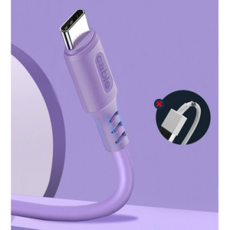 Дата кабель USB 2.0 AM to Type-C 1.0m soft silicone violet ColorWay (CW-CBUC044-. . фото 4