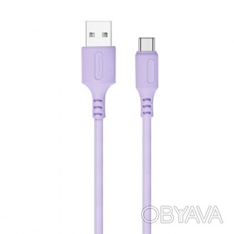 Дата кабель USB 2.0 AM to Type-C 1.0m soft silicone violet ColorWay (CW-CBUC044-. . фото 1
